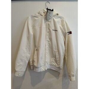 Tommy Hilfiger Water Hooded Windbreaker Jacket Men's M Medium White